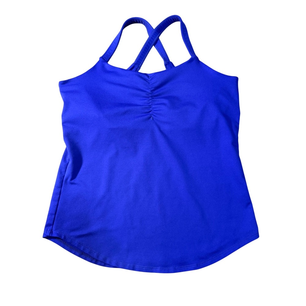 Marmot Tank Top Cinched Bust Criss Cross Back Activewear Royal Blue Womens M